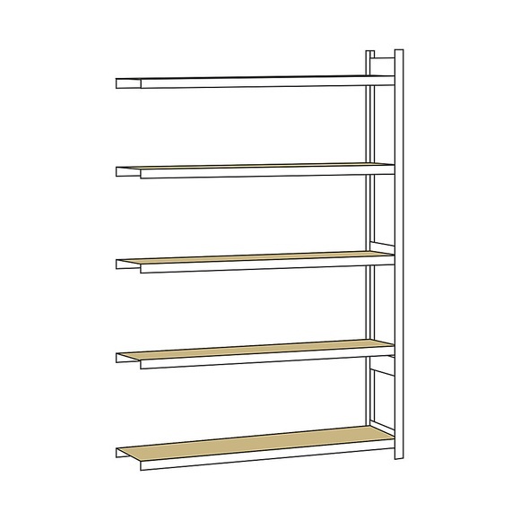Weitspannregal, mit Spanplatte, Höhe 3000 mm Spannweite 2250 mm Anbauregal, Tiefe 400 mm