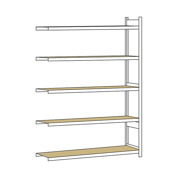 Weitspannregal, mit Spanplatte, Höhe 3000 mm Spannweite 2500 mm Anbauregal, Tiefe 600 mm