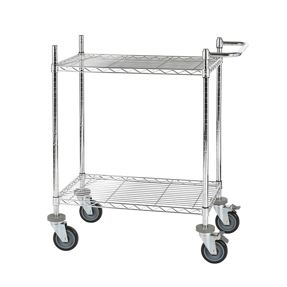 Drahtgitter-Tischwagen, verchromt mit 2 Etagen LxBxH 760 x 460 x 1025 mm