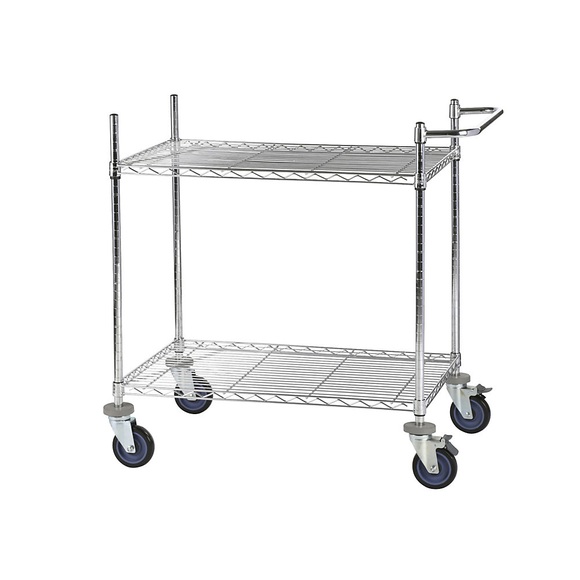 Drahtgitter-Tischwagen, verchromt mit 2 Etagen LxBxH 910 x 610 x 1025 mm