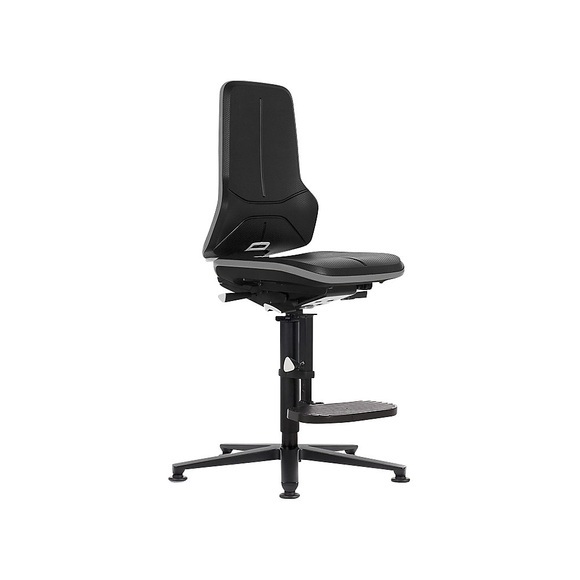 bimos NEON Arbeitsdrehstuhl, mit Gleitern und Aufstiegshilfe Sitzmaterial Integralschaum, ESD Flexband grau