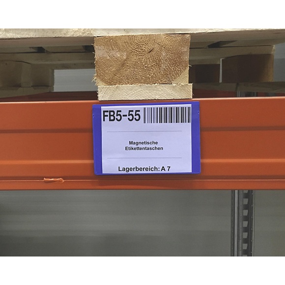 Etikettentaschen, VE 50 Stk mit Magnetstreifen BxH 160 x 110 mm, DIN A6, blau