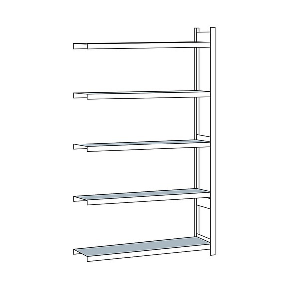 Weitspannregal, mit Stahlboden, Höhe 3000 mm Spannweite 1500 mm Anbauregal, Tiefe 400 mm
