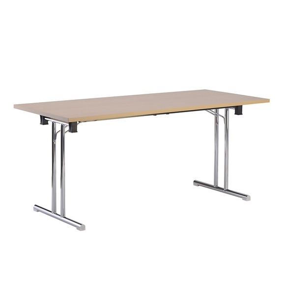 Klapptisch Doppel-T-Stahlrohrgestell mit geraden Kufen Breite 1400 mm, Ahorn-Dekor