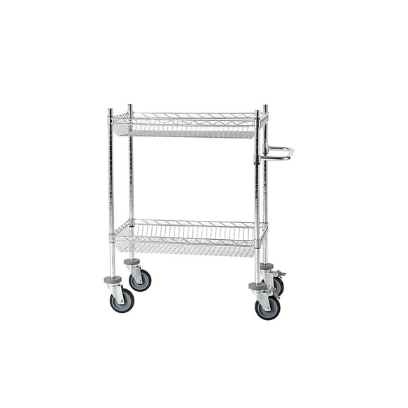Drahtgitter-Tischwagen, verchromt mit 2 Körben LxBxH 760 x 460 x 1025 mm