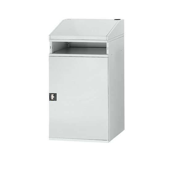RAU Industrie-Stehpult mit offenem Fach über dem Schrank Breite 650 mm, lichtgrau