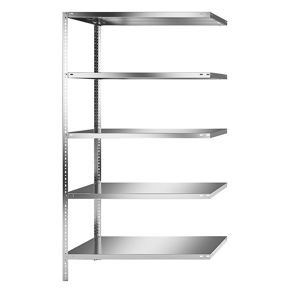 Edelstahlregal Regalhöhe 2000 mm Anbauregal, Breite x Tiefe 1100 x 600 mm