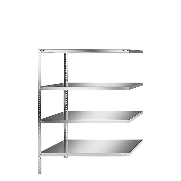 Edelstahlregal Regalhöhe 1500 mm Anbauregal, Breite x Tiefe 1100 x 800 mm