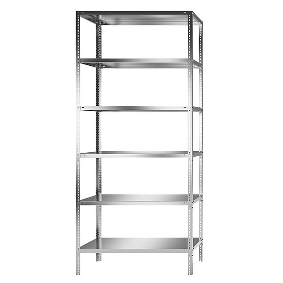 Edelstahlregal Regalhöhe 2500 mm Grundregal, Breite x Tiefe 1100 x 500 mm