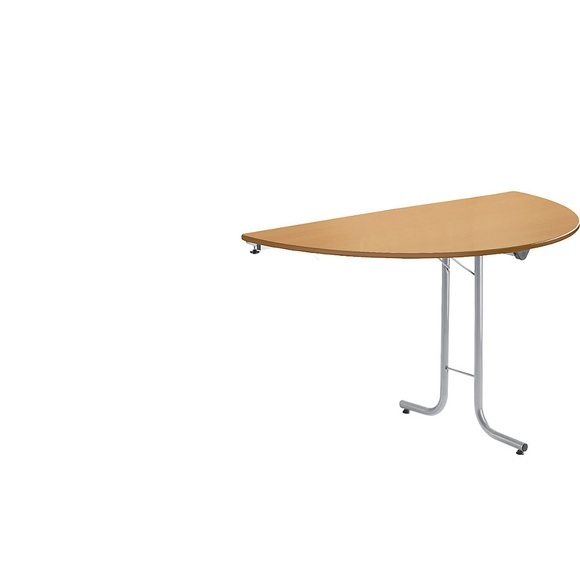 Anbautisch zu Klapptisch Plattenform Halbkreis 1400 x 700 mm, Gestell alufarben, Platte Buche-Dekor