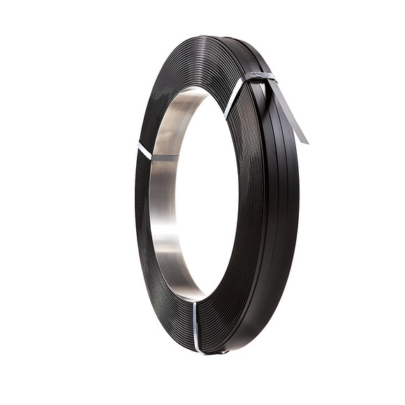 Stahlband, schwarz lackiert Kern-Ø 400 mm Bandbreite 16 mm, Bandlänge 800 m