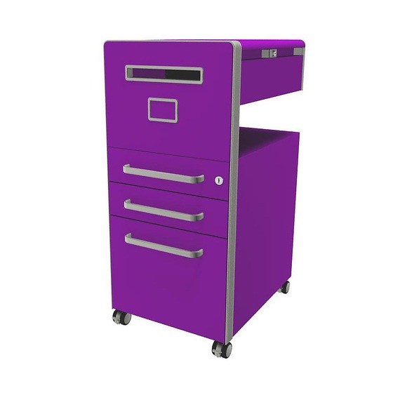BISLEY Assistenzmöbel Bite™, mit 1 Whiteboard, linksseitig öffnend mit 2 Universalschubladen, 1 Hängeregistraturschublade fuchsia