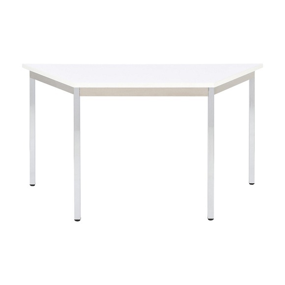 Mehrzwecktisch trapezförmig, LxBxH 1200 x 600 x 740 mm Platte weiß, Gestell verchromt