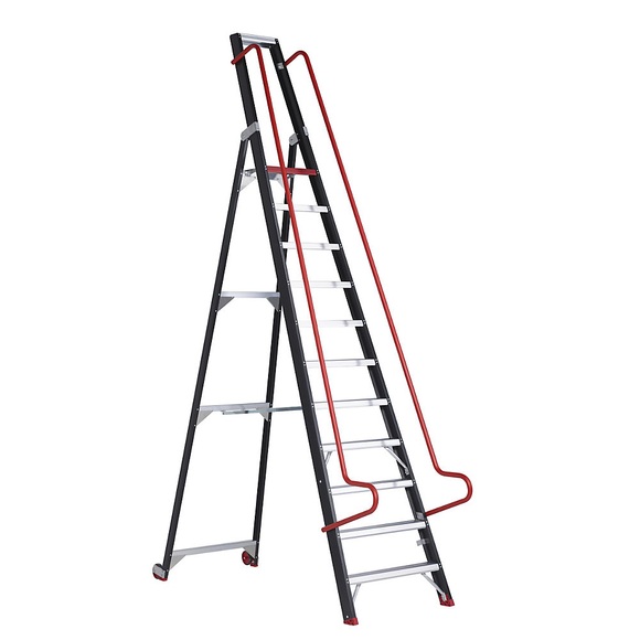 Altrex Mobile Lager- und Regalleiter mit Sicherheitshandläufen 11 Stufen inkl. Plattform