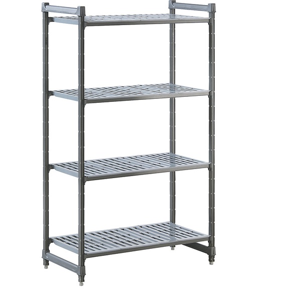 Kunststoff-Steckregalsystem Fachboden-BxT 990 x 540 mm Grundregal, Breite 1070 mm, Boden geschlitzt
