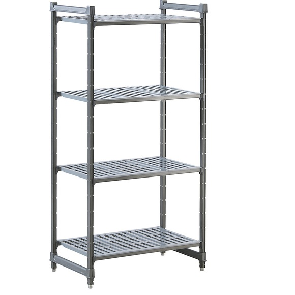 Kunststoff-Steckregalsystem Fachboden-BxT 835 x 540 mm Grundregal, Breite 915 mm, Boden geschlitzt