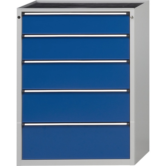ANKE Schubladenschrank, BxT 910 x 675 mm, Schubladentraglast 200 kg, 5 Schubladen, Höhe 1280 mm, Front enzianblau