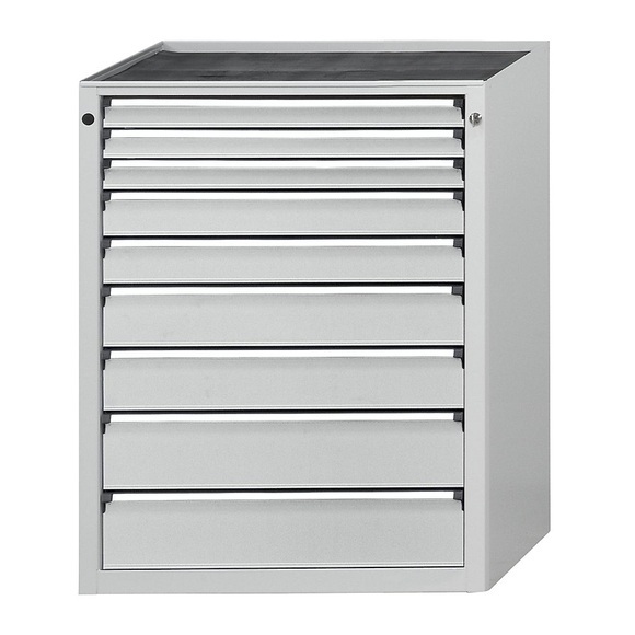ANKE Schubladenschrank, BxT 760 x 675 mm, Schubladentraglast 200 kg, 9 Schubladen, Höhe 1280 mm, Front lichtgrau