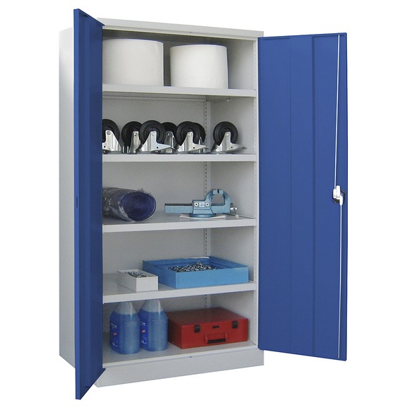 Schwerlastschrank, Höhe 1950 mm 4 Fachböden grau / blau