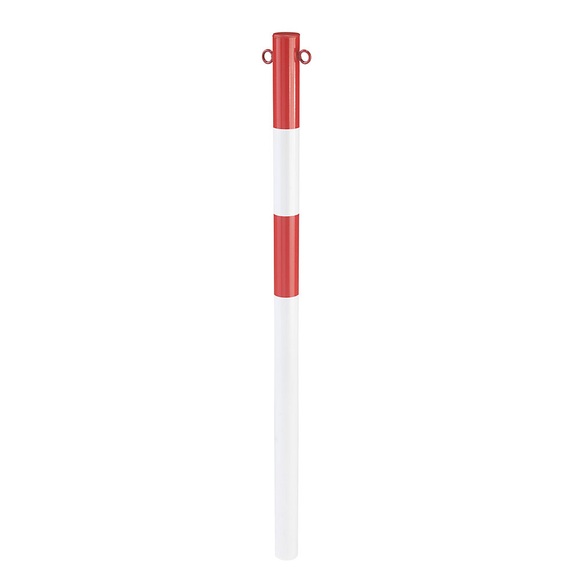 Sperrpfosten aus Stahlrohr zum Einbetonieren, Ø 60 mm rot / weiß, kunststoffbeschichtet