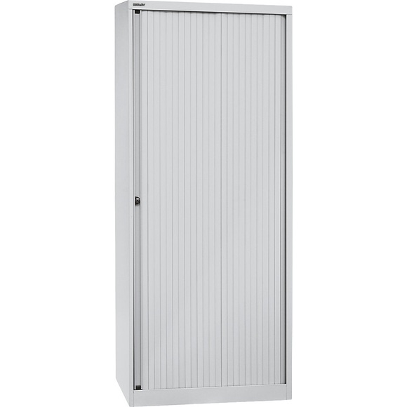 BISLEY Euro-Rollladenschrank Breite 800 mm, 4 Fachböden lichtgrau