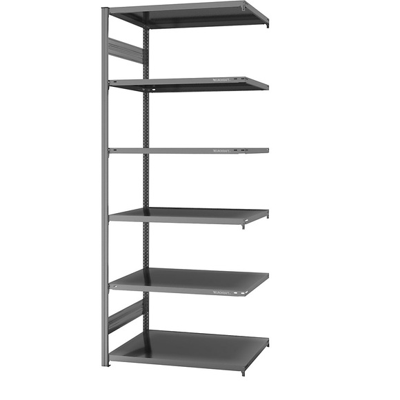 EUROKRAFT System-Steckregal, verzinkt Bauart leicht, Regalhöhe 2500 mm Anbauregal, Breite x Tiefe 1000 x 800 mm