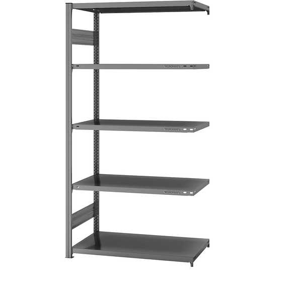 EUROKRAFT System-Steckregal, verzinkt Bauart leicht, Regalhöhe 2000 mm Anbauregal, Breite x Tiefe 1000 x 600 mm