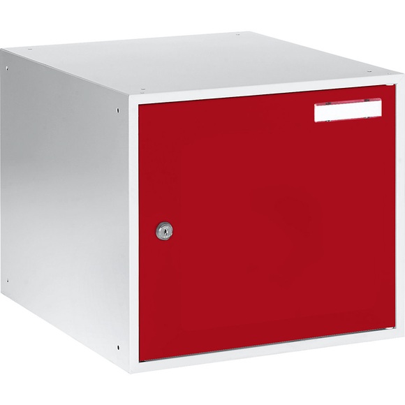 QUIPO Schließfachwürfel HxBxT 350 x 400 x 450 mm Korpus lichtgrau / Türen feuerrot