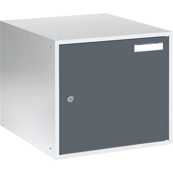 QUIPO Schließfachwürfel HxBxT 350 x 400 x 450 mm Korpus lichtgrau / Türen basaltgrau
