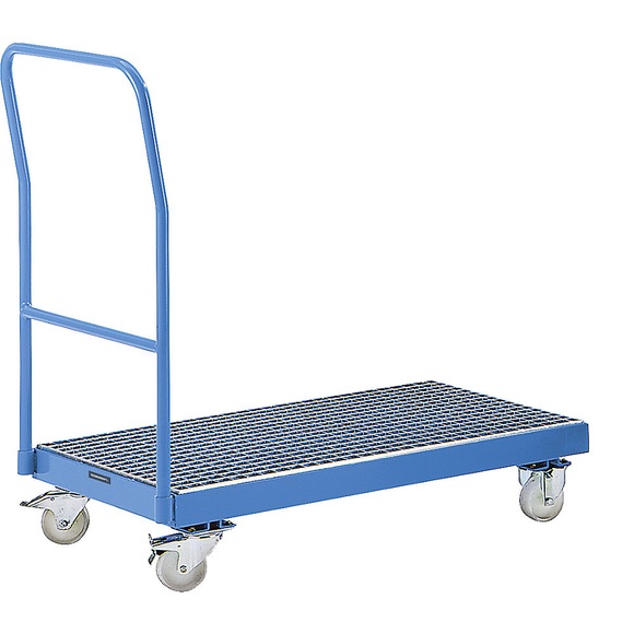 EUROKRAFT Fass-Transportwagen mit Auffangwanne 40 l Wannengröße LxBxH 1015 x 590 x 70 mm pulverbeschichtet, lichtblau RAL 5012