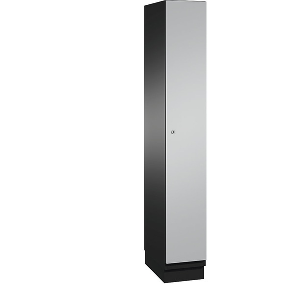 CP CAMBIO Garderobenschrank mit Stahlblech-Türen 1 Abteil, Breite 300 mm Korpus schwarzgrau / Tür weißaluminium