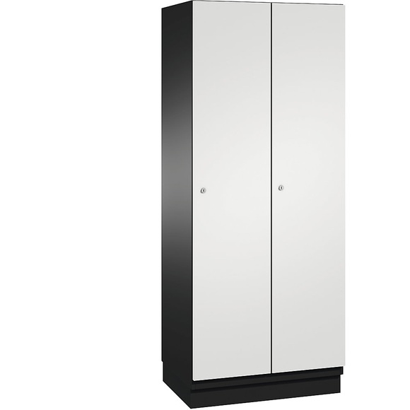 CP CAMBIO Garderobenschrank mit Stahlblech-Türen 2 Abteile, Breite 800 mm Korpus schwarzgrau / Tür lichtgrau