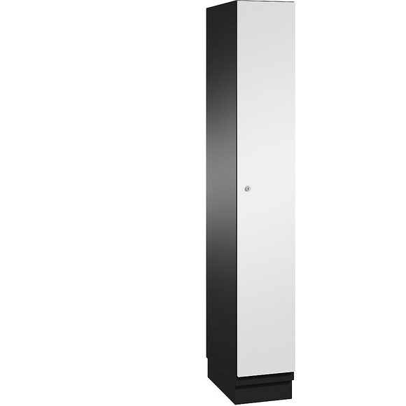 CP CAMBIO Garderobenschrank mit Stahlblech-Türen 1 Abteil, Breite 300 mm Korpus schwarzgrau / Tür lichtgrau