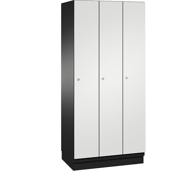 CP CAMBIO Garderobenschrank mit Stahlblech-Türen 3 Abteile, Breite 900 mm Korpus schwarzgrau / Tür lichtgrau