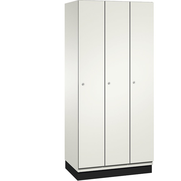 CP CAMBIO Garderobenschrank mit Stahlblech-Türen 3 Abteile, Breite 900 mm Korpus reinweiß / Tür reinweiß