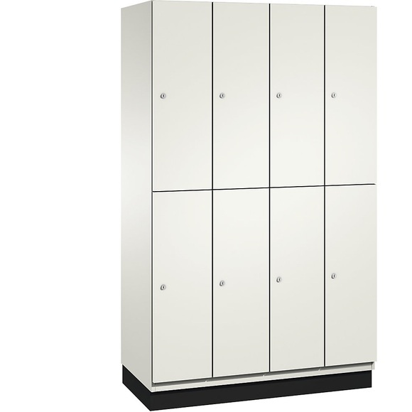CP CAMBIO Fächerschrank mit HPL-Türen und Garderobenstange 8 Fächer Korpus reinweiß / Tür reinweiß