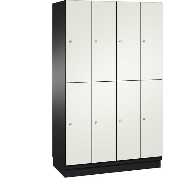 CP CAMBIO Fächerschrank mit HPL-Türen und Garderobenstange 8 Fächer Korpus schwarzgrau / Tür reinweiß