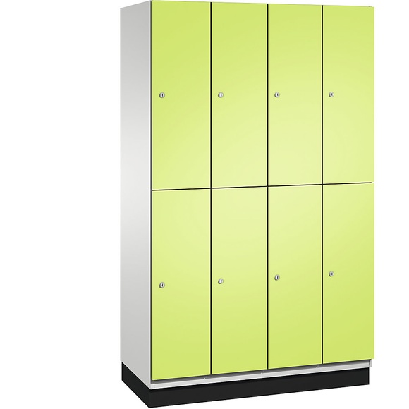 CP CAMBIO Fächerschrank mit HPL-Türen und Garderobenstange 8 Fächer Korpus lichtgrau / Tür viridingrün