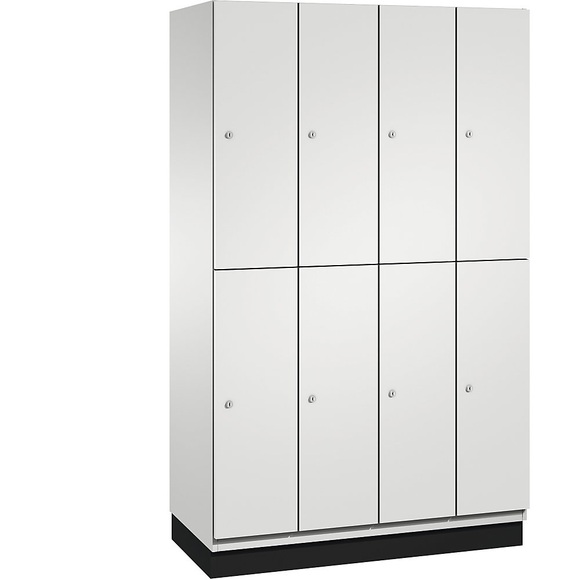 CP CAMBIO Fächerschrank mit HPL-Türen und Garderobenstange 8 Fächer Korpus lichtgrau / Tür lichtgrau