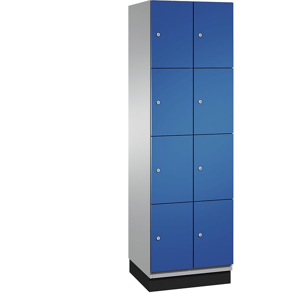CP CAMBIO Fächerschrank mit Stahlblech-Türen 8 Fächer, Breite 600 mm Korpus weißaluminium / Tür enzianblau