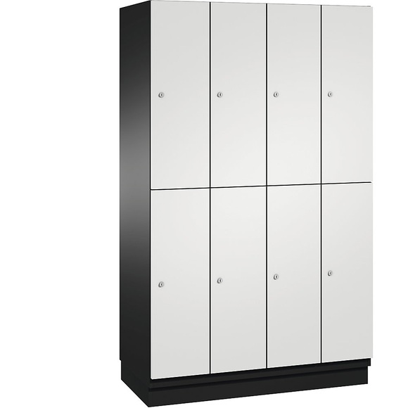 CP CAMBIO Fächerschrank mit HPL-Türen und Garderobenstange 8 Fächer Korpus schwarzgrau / Tür lichtgrau