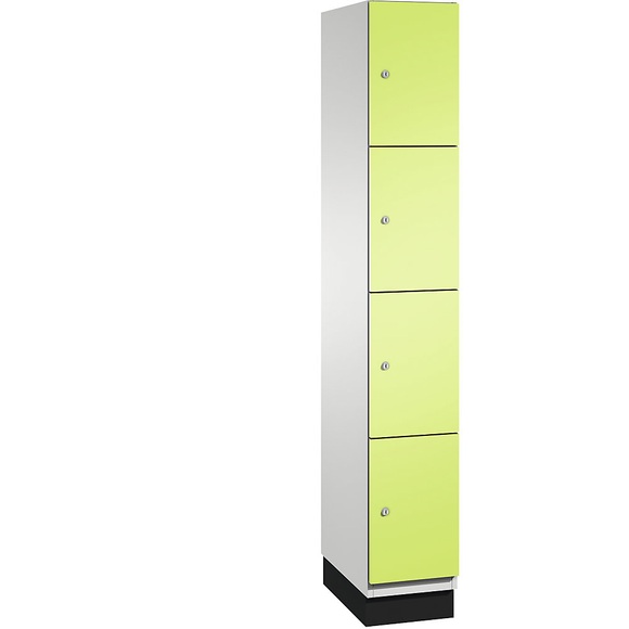 CP CAMBIO Fächerschrank mit Stahlblech-Türen 4 Fächer, Breite 300 mm Korpus lichtgrau / Tür viridingrün