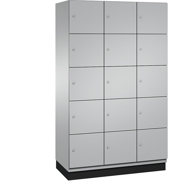 CP CAMBIO Fächerschrank mit Stahlblech-Türen 15 Fächer, Breite 1200 mm Korpus weißaluminium / Tür weißaluminium