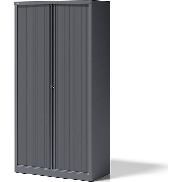 BISLEY Rollladenschrank ESSENTIALS HxBxT 1970 x 1000 x 470 mm, 4 Fachböden anthrazitgrau