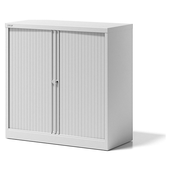 BISLEY Rollladenschrank ESSENTIALS HxBxT 1000 x 1000 x 470 mm, 1 Fachboden verkehrsweiß