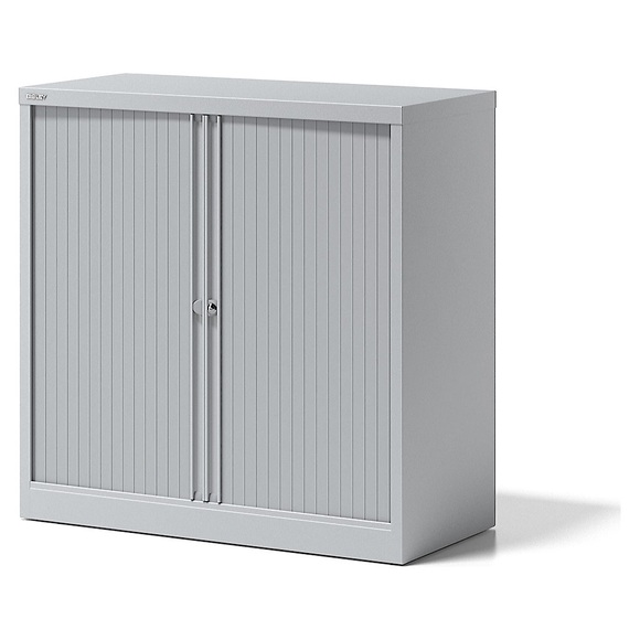 BISLEY Rollladenschrank ESSENTIALS HxBxT 1000 x 1000 x 470 mm, 1 Fachboden lichtgrau