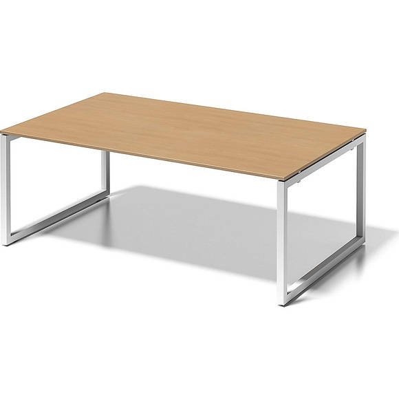 BISLEY Schreibtisch CITO, O-Gestell HxBxT 740 x 2000 x 1200 mm Gestell weiß, Platte Buche