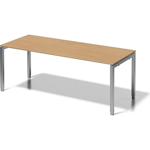 BISLEY Schreibtisch CITO, U-Gestell HxBxT 650 - 850 x 2000 x 800 mm Gestell silber, Platte Buche