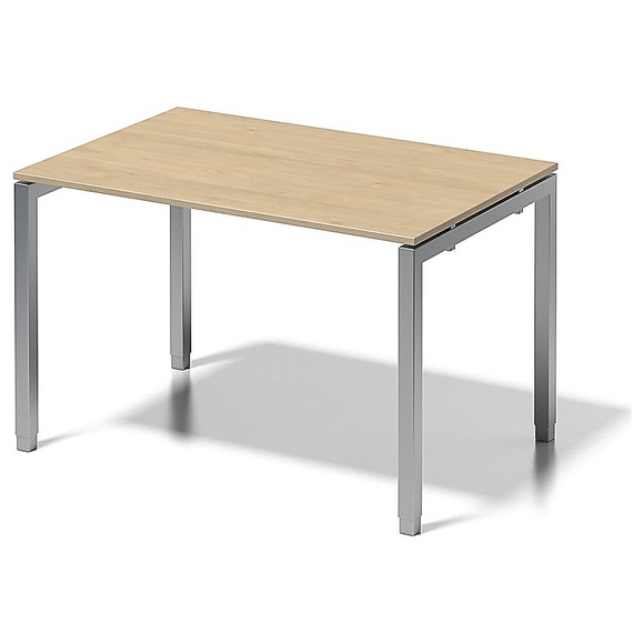 BISLEY Schreibtisch CITO, U-Gestell HxBxT 650 - 850 x 1200 x 800 mm Gestell silber, Platte Ahorn