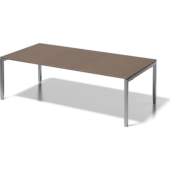 BISLEY Schreibtisch CITO, U-Gestell HxBxT 650 - 850 x 2400 x 1200 mm Gestell silber, Platte Nussbaum